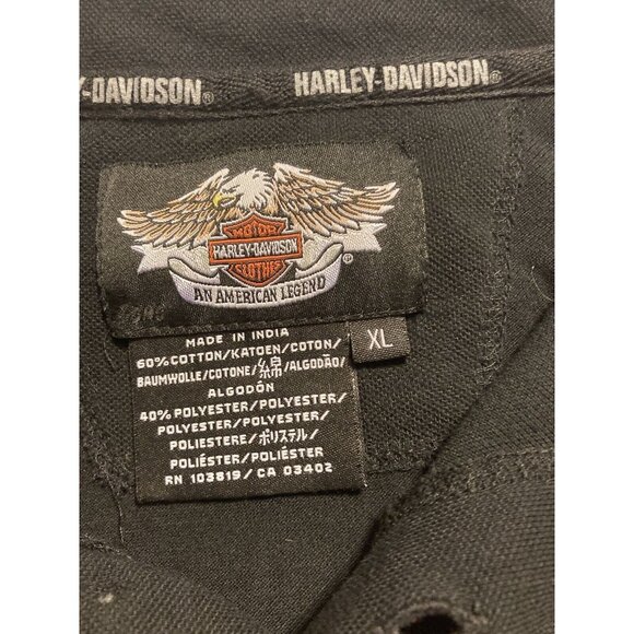 Harley Davidson Polo Shirt Short Sleeve Black Motorcycle Mens XL - Picture 6 of 7